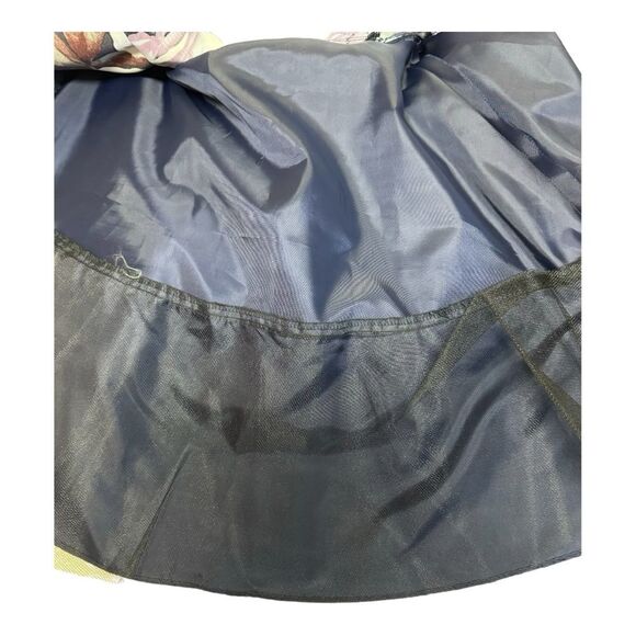 Floral Fit and Flare Dress navy Top Pink Rose Print Party Cocktail - Picture 9 of 12